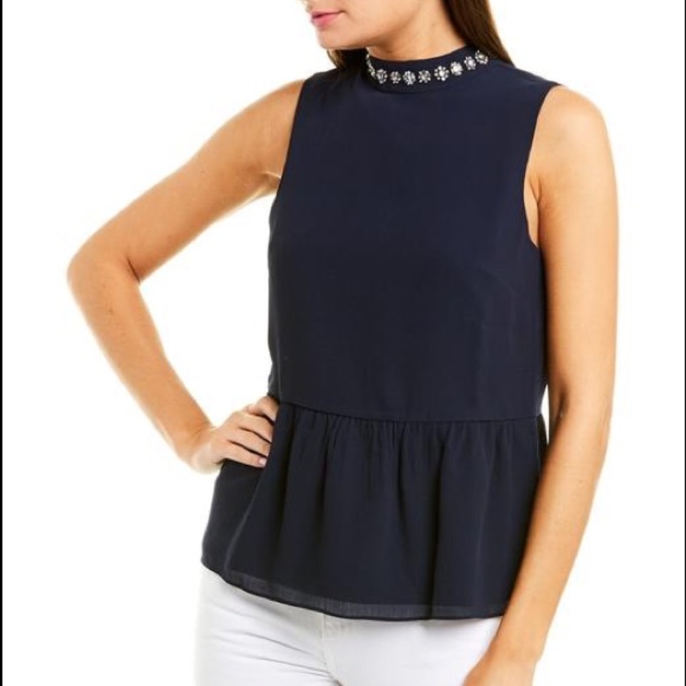 NWT J Crew Jewel-Embroidered Sleeveless Peplum Top